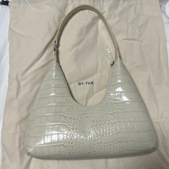 BY FAR Handbags - By Far - Amber Cream Cream Croco Embossed Leather bag *Brand New*